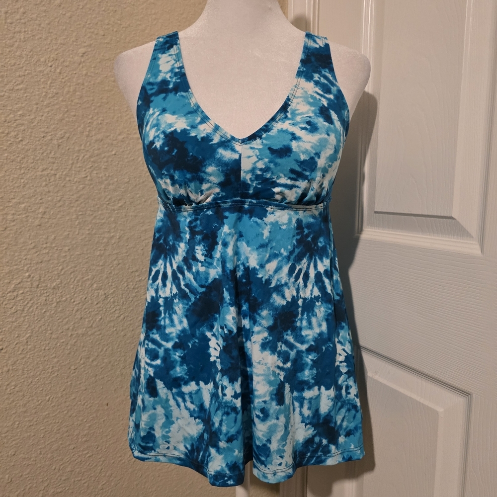 Kim Gravel Women's‎ Tankini Swim Top Teal Tie Dye Swimwear NWT Size 4